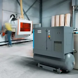 Máy nén khí Atlas Copco tích hợp bình tích, máy sấy
